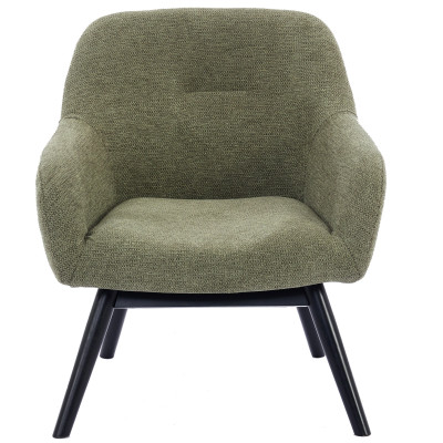 MALMO-Fauteuil en tisssu SoftCellar Sauge et bois noir
