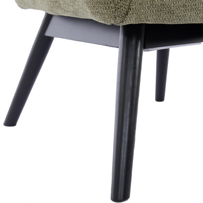MALMO-Fauteuil en tisssu SoftCellar Sauge et bois noir