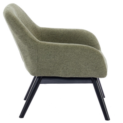 MALMO-Fauteuil en tisssu SoftCellar Sauge et bois noir