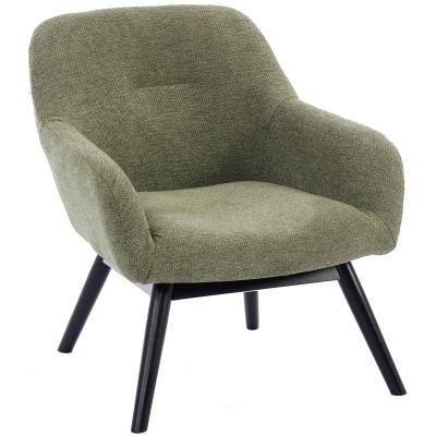 MALMO-Fauteuil en tisssu SoftCellar Sauge et bois noir