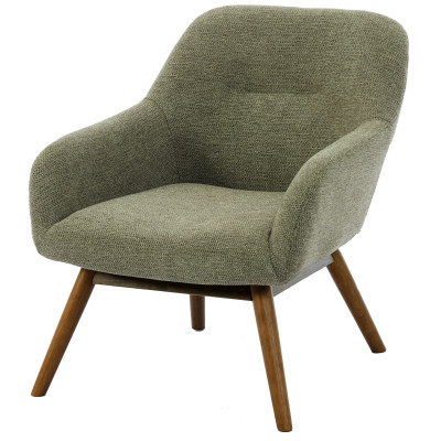 MALMO-Fauteuil en tisssu SoftCellar Sauge et bois noyer