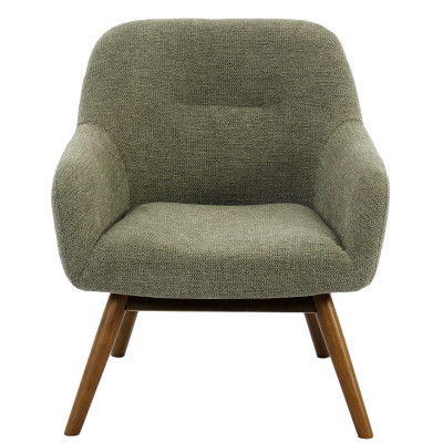 MALMO-Fauteuil en tisssu SoftCellar Sauge et bois noyer