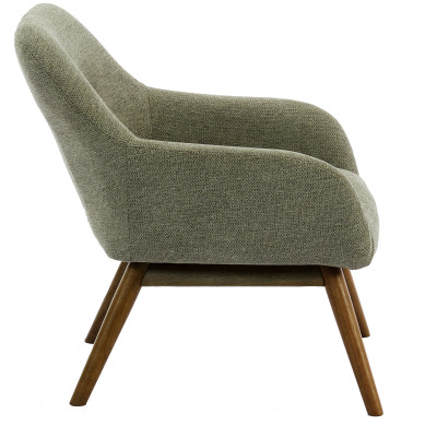 MALMO-Fauteuil en tisssu SoftCellar Sauge et bois noyer