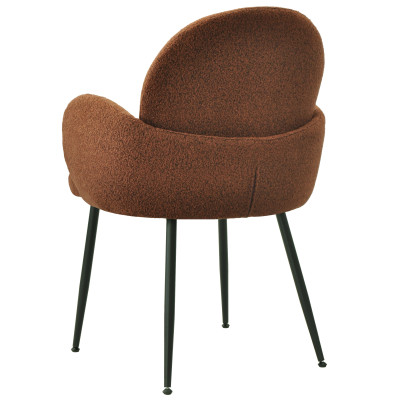 ALICE-Chaise en tissu bouclé Terracota et pieds métal noir (x2)