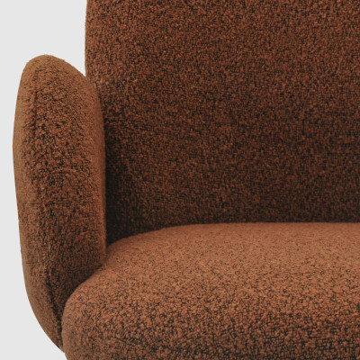 ALICE-Chaise en tissu bouclé Terracota et pieds métal noir (x2)
