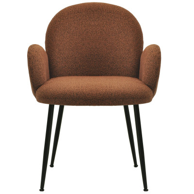 ALICE-Chaise en tissu bouclé Terracota et pieds métal noir (x2)