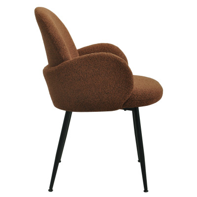 ALICE-Chaise en tissu bouclé Terracota et pieds métal noir (x2)
