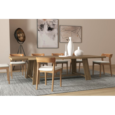 TINA-Chaise en Chêne massif et tissu Bliss Ecru (x2)