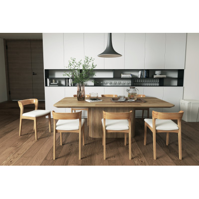 TINA – 2er Set Stühle aus massiver Eiche und Stoff Bliss Ecru