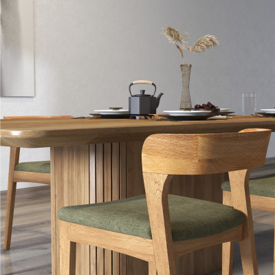 TINA-Chaise en Chêne massif et tissu Bliss Sauge (x2)