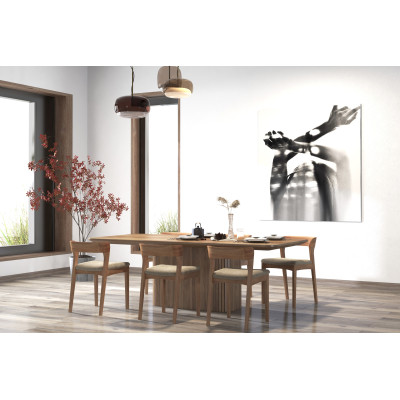 TINA – 2er Set Stühle aus massiver Eiche und sandfarbenem Bliss-Stoff