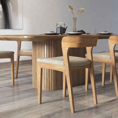 TINA-Chaise en Chêne massif et tissu Bliss Sable (x2)