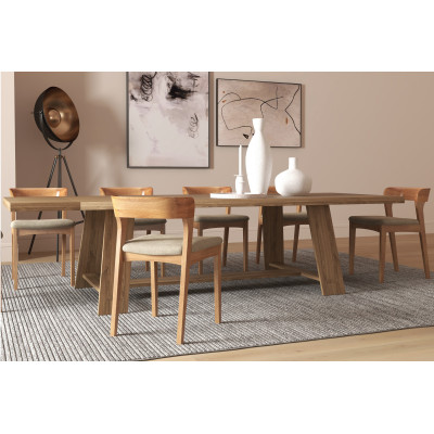 TINA – 2er Set Stühle aus massiver Eiche und sandfarbenem Bliss-Stoff