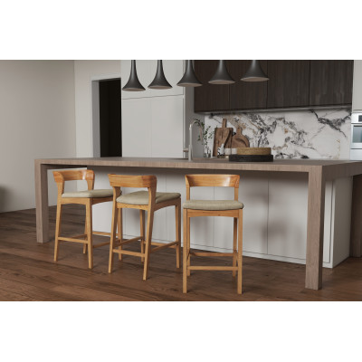 TINO-Taburete de bar de roble macizo y tejido Bliss Sable