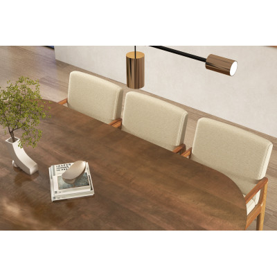 ALBAN-2er Set Tischsessel aus Stoff Ecru und Esche Natur