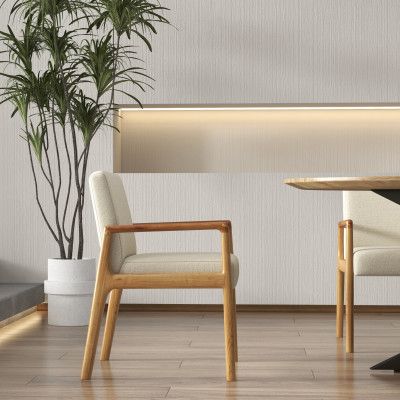 ALBAN-Fauteuil de table, tisssu SoftCellar Ecru et Frêne naturel (x2)