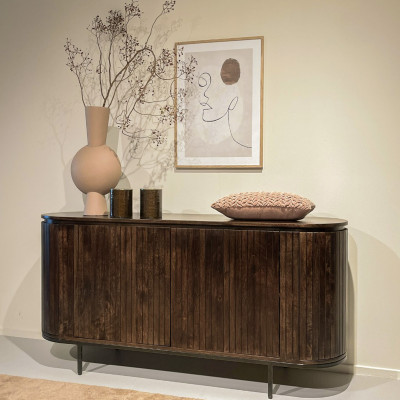 MENTON-Sideboard 2 Türen L180 cm aus massivem Mangoholz Walnuss