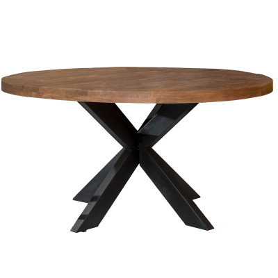MANAUS-Table repas Ronde D140 cm en bois massif et métal