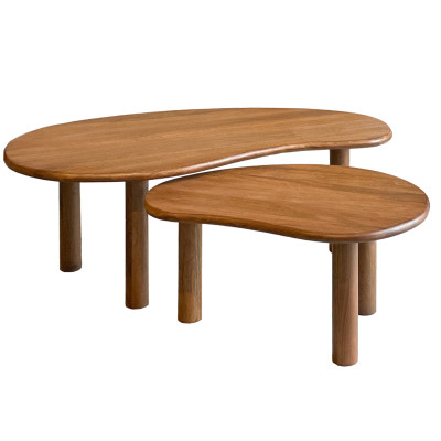 NUBIS-Set de 2 Tables basses gogognes en bois massif