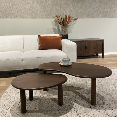 NUBIS-Set de 2 Tables basses gigognes en bois massif Noyer