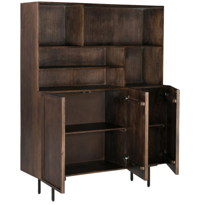 GORDES-Vaisselier 3 portes en bois massif noyer