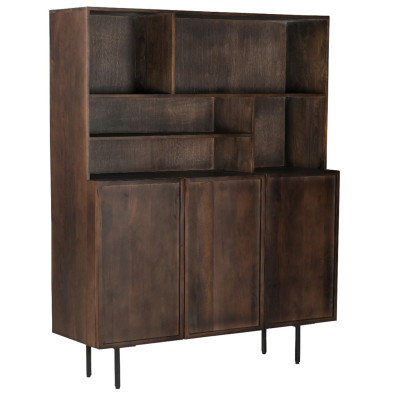 GORDES-Vaisselier 3 portes en bois massif noyer