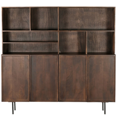 GORDES-Vaisselier 4 portes en bois massif noyer