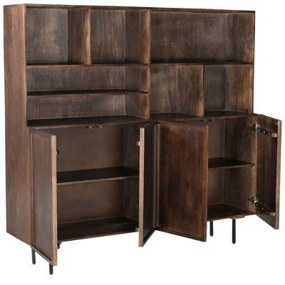 GORDES-Vaisselier 4 portes en bois massif noyer