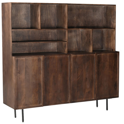 GORDES-Vaisselier 4 portes en bois massif noyer