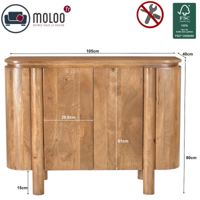 BORGO-Buffet 2 portes en bois massif