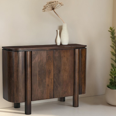 BORGO-Buffet 2 portes en Bois massif teinté noyer