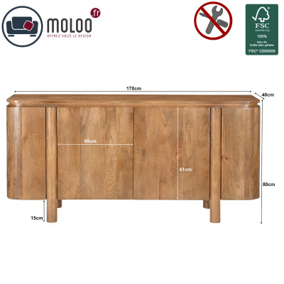 BORGO-Buffet 4 portes en bois massif