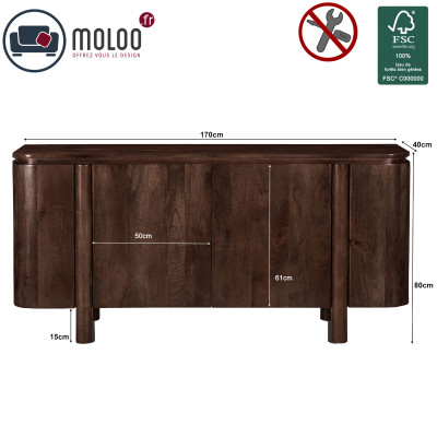 BORGO-Buffet 4 portes en Bois massif moyer