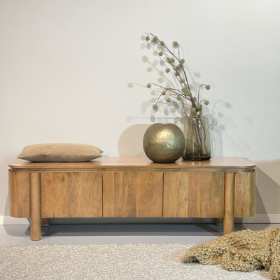 BORGO-Meuble TV 3 portes en bois massif