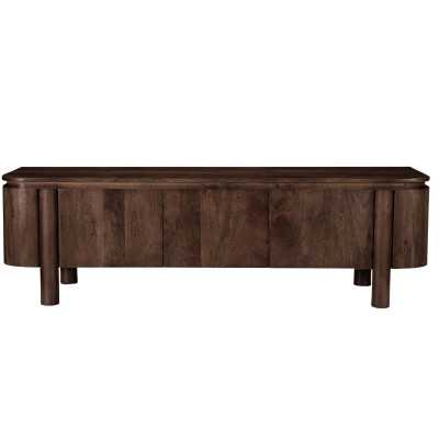 BORGO-Meuble TV 3 portes en Bois massif noyer