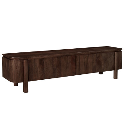 BORGO-Meuble TV 4 portes en Bois massif noyer