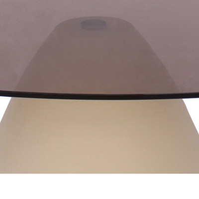 DYLON-Table basse ovale, Verre fumé et Ivoire
