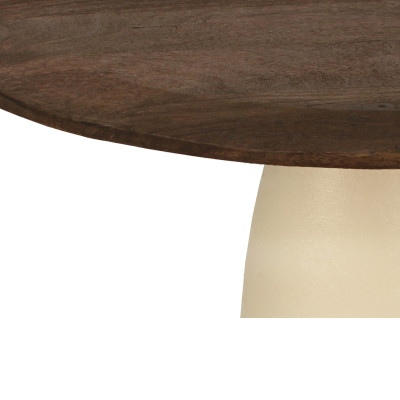 DYLON-Table repas Ronde D140 cm, bois massif Noyer et Ivoire
