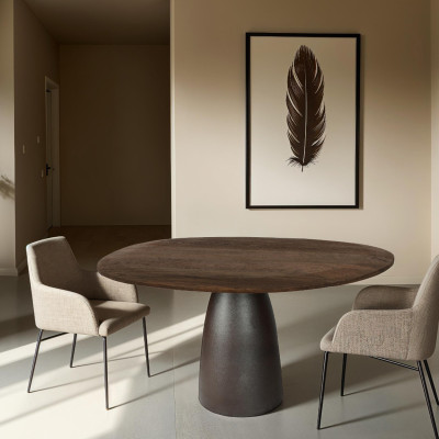 DYLON-Table repas Ronde D120 cm en bois massif et Expresso