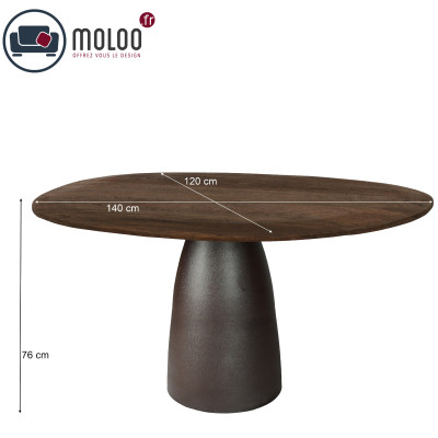 DYLON-Table repas Ronde D120 cm en bois massif et Expresso