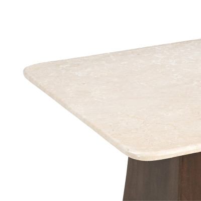 CINNO-Table basse carré 75 cm en Marbre et Bois massif noyer