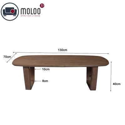 CORTE-Table basse en Bois massif noyer brossé