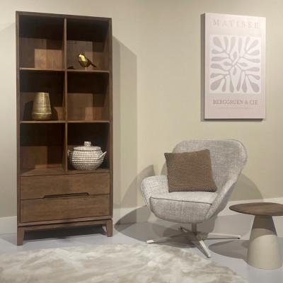 CORTE-Bibliothèque en Bois massif noyer brossé