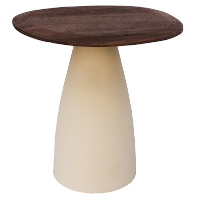 DYLON-Table basse D50 cm en bois massif noyer et Ivoire