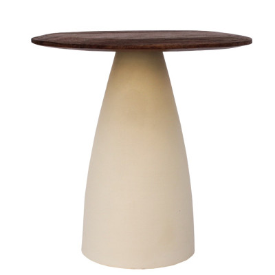 DYLON-Table basse D50 cm en bois massif noyer et Ivoire