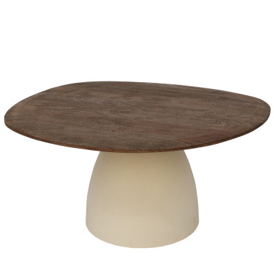 DYLON-Table basse D76 cm en bois massif noyer et Ivoire