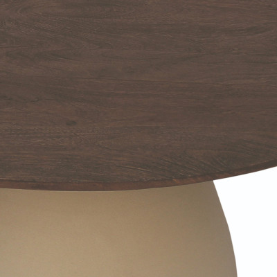 DYLON-Table basse D76 cm en bois massif noyer et Ivoire