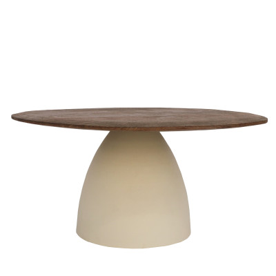 DYLON-Table basse D76 cm en bois massif noyer et Ivoire