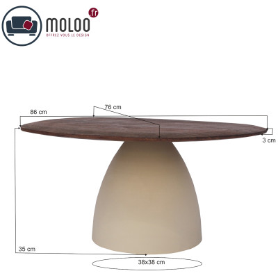 DYLON-Table basse D76 cm en bois massif noyer et Ivoire