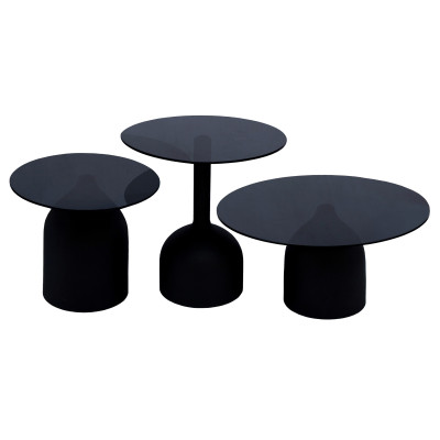 MIRO-Table basse ronde D50 cm en Verre noir